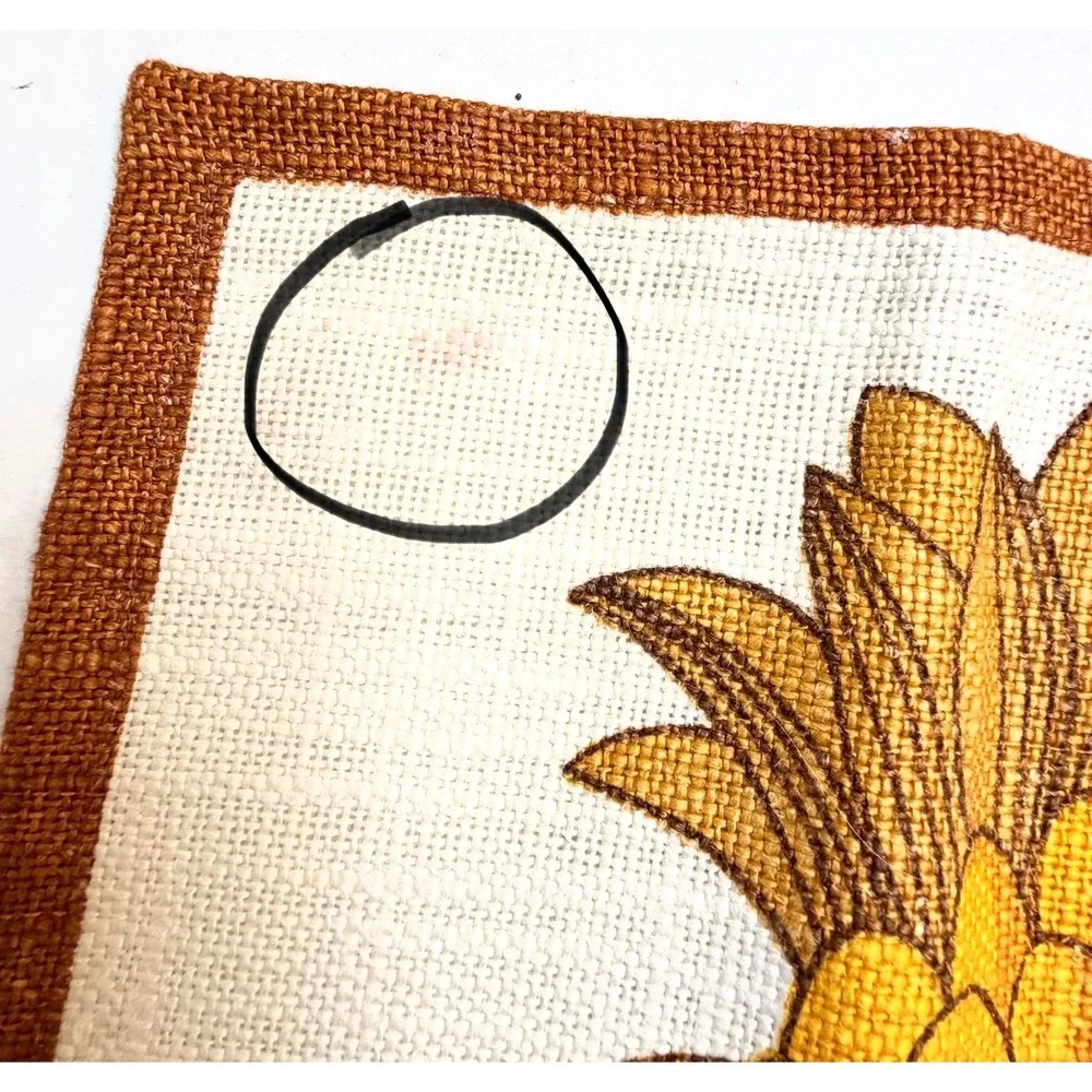 Vintage Ulrike Linen Tea Towel Fruit Harvest Graphic Orange Brown 70s Retro